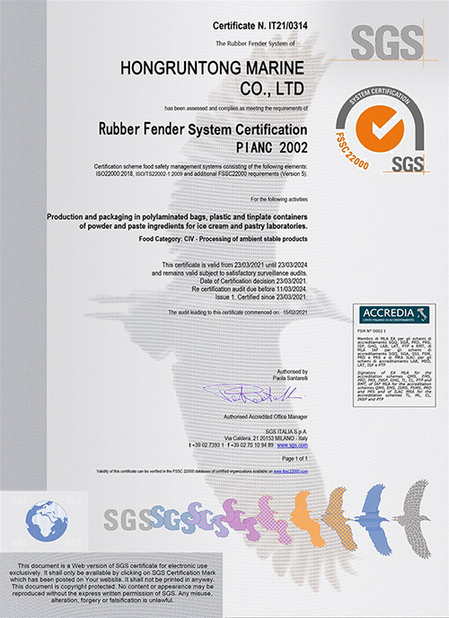 China Hongruntong Marine Co., Ltd. certification